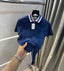 Gucc i Petrol Blue Shoulder Look Imported Polo T-Shirt