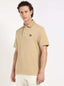 Tomm y Hilfiger Beige Embroidery Logo Premium Polo T-Shirt