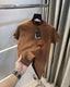 Tomm y Hilfiger Dark Brown Knitted Classic T-Shirt