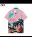 Zar a pink all over printed imported half shirt