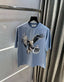 Bluoran g Sky Blue Eagle Print Imported Oversized T-Shirt