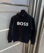 Bos s Black Embroidery Premium Imported Hoodie