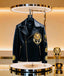 Balmai n Paris Black Embroidery Logo Imported Leather Jacket