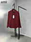 Ami Paris Maroon Embroidry Logo Premium Shirt