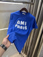 Ami Paris Blue Embroidery Logo Premium T-Shirt