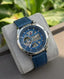 TOMMY HILFIGER AUTOMATIC SILVER BLUE LEATHER