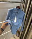 Lacoste Blue Embroidery Logo Premium Linen Shirt