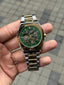 Fossi l Skeleton Automatic Gold Two Tone Green Dial