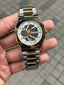 Fossi l Skeleton Automatic Gold Two Tone White Dial