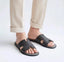 Herms_Grey Leather Slide For Men