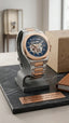 Arman i Exchange Skeleton Square Open Machine Rose Two Tone Blue Dial