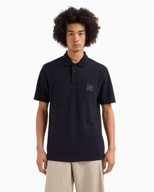 Arman i E-xchan g Black Patch Logo Premium Polo T-Shirt