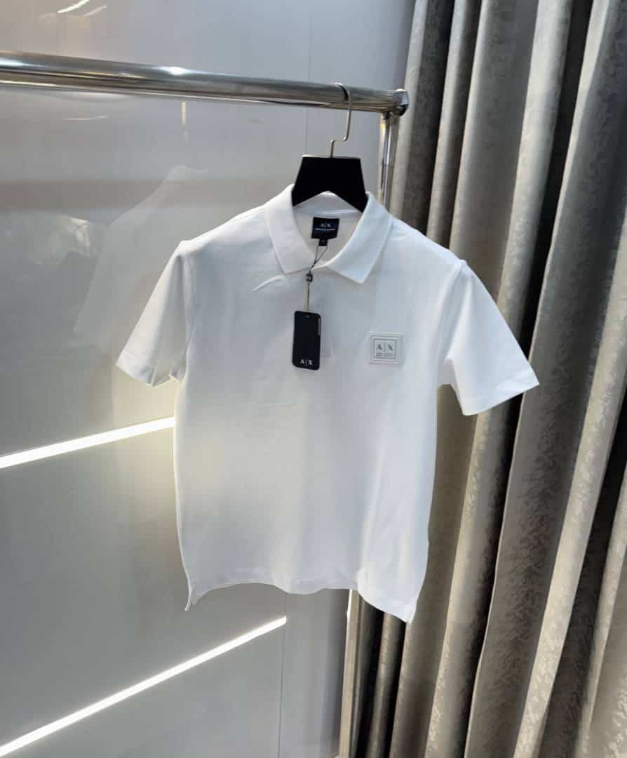 Arman i Exchang e White Patch Logo Premium Polo T-Shirt