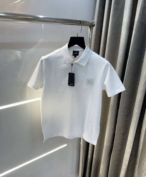 Arman i Exchang e White Patch Logo Premium Polo T-Shirt