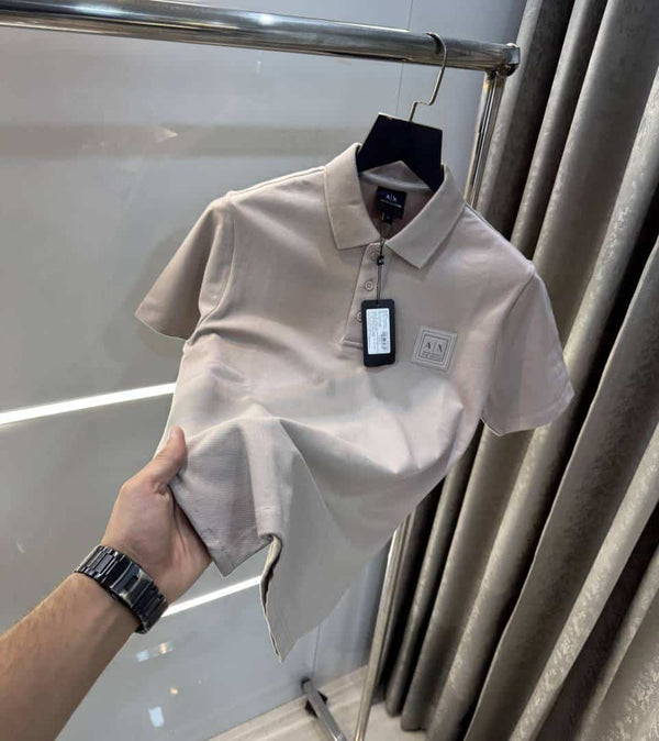 Arman i E·Xchange Beige Patch Logo Premium Polo T-Shirt