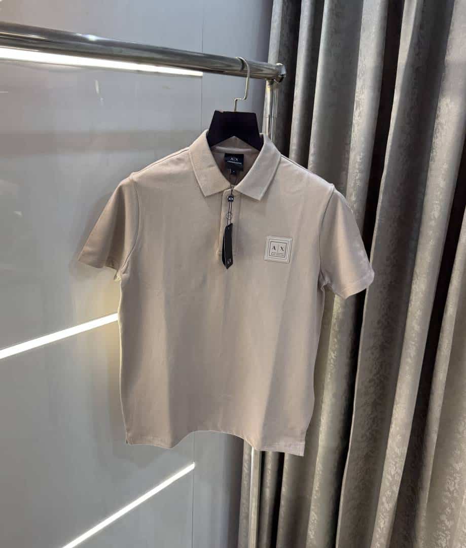 Arman i E·Xchange Beige Patch Logo Premium Polo T-Shirt