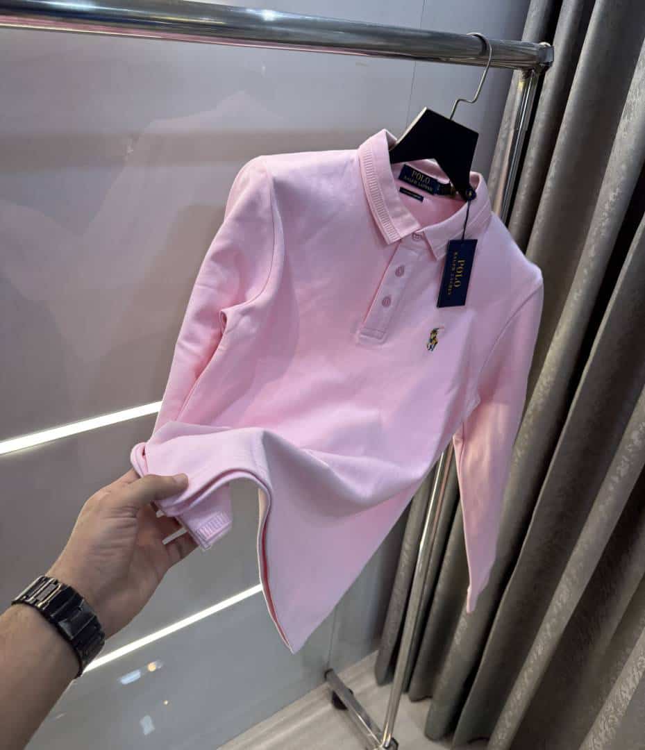 Ralp h lauren Pink Embroidery Logo Premium Full Sleeve Polo T-Shirt Main image