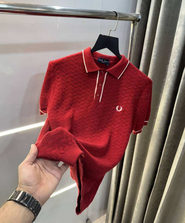 Fredperr y Maroon Premium Knitted Polo T-Shirt