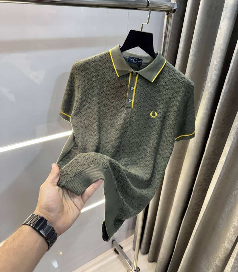 Fredperr y Olive Green Premium Knitted Polo T-Shirt Main image