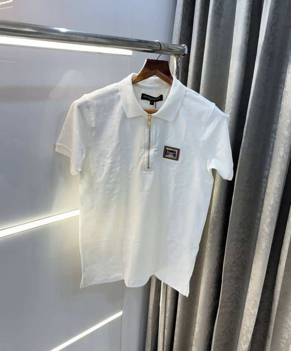 Dolce&Gabbana White Steel Logo Imported Polo T-Shirt With Box Packing