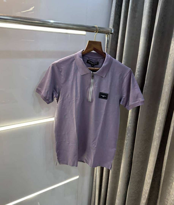 Dolce&Gabbana Lavender Steel Logo Imported Polo T-Shirt With Box Packing