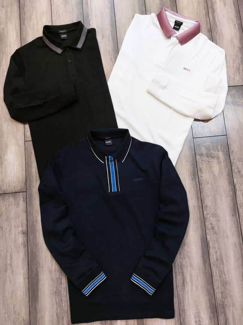 Hugo bos s Black Logo Work Premium Full Sleeve Polo T-Shirt