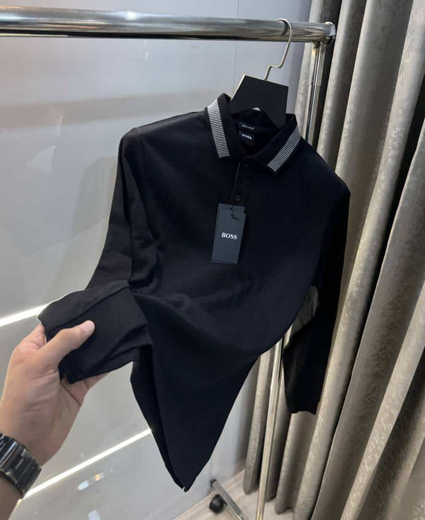 Hugo bos s Black Logo Work Premium Full Sleeve Polo T-Shirt