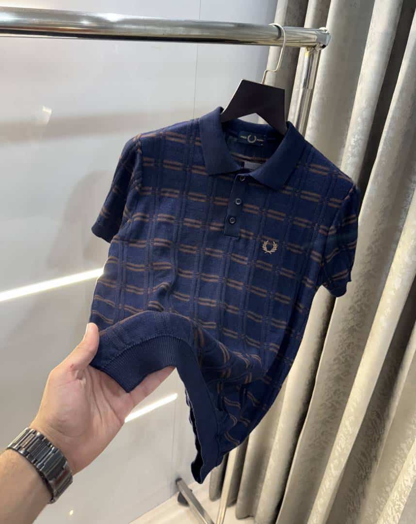 Fredperr y Navy Blue Premium Knitted Polo T-Shirt Main image