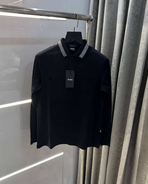 Hugo bos s Black Logo Work Premium Full Sleeve Polo T-Shirt