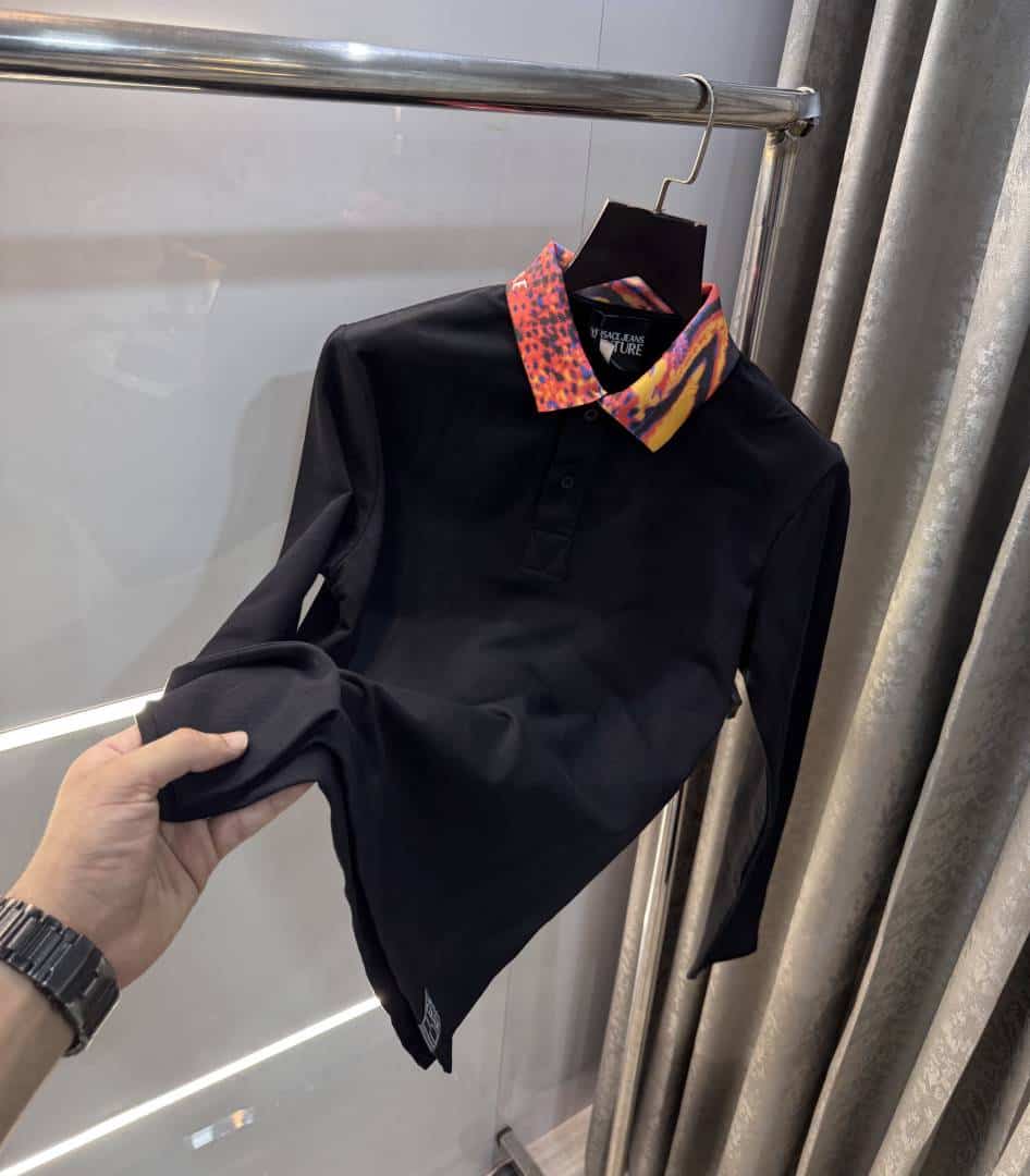 Versace Couture Black Collar Logo Imported Polo T-Shirt Main image