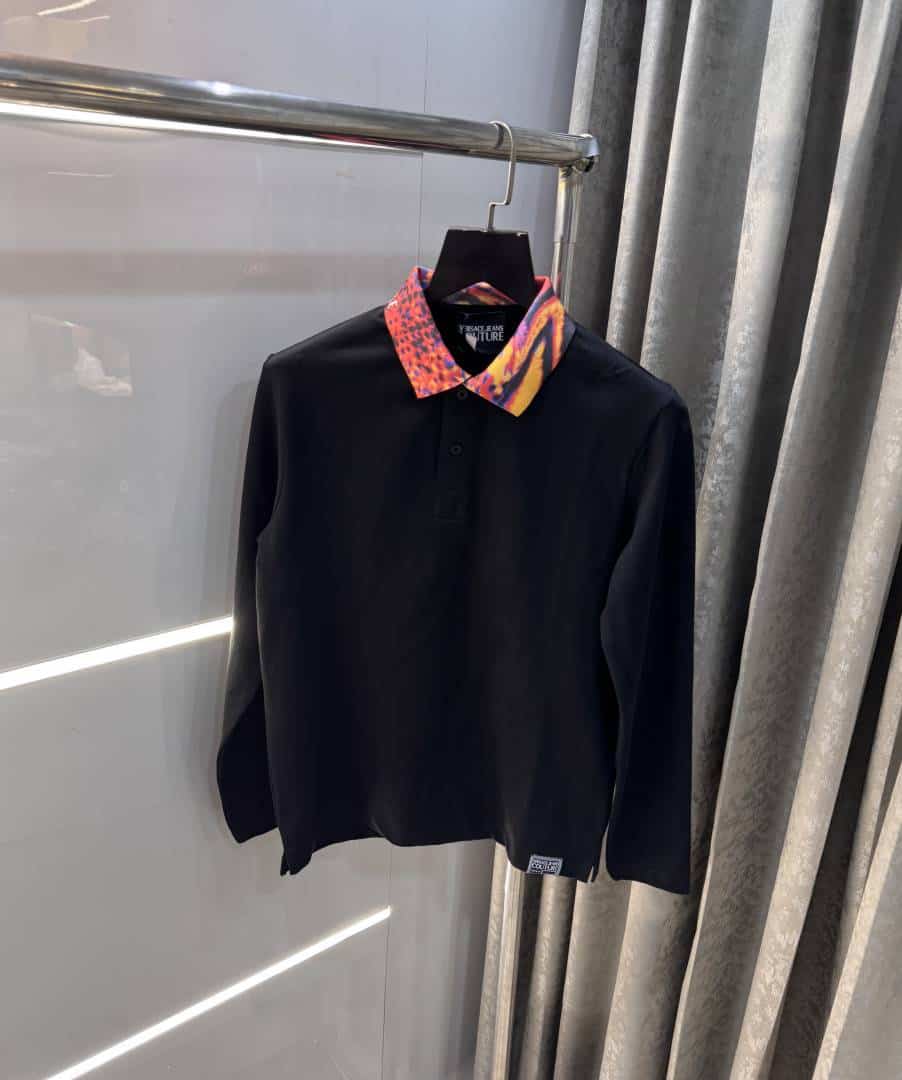Versace Couture Black Collar Logo Imported Polo T-Shirt