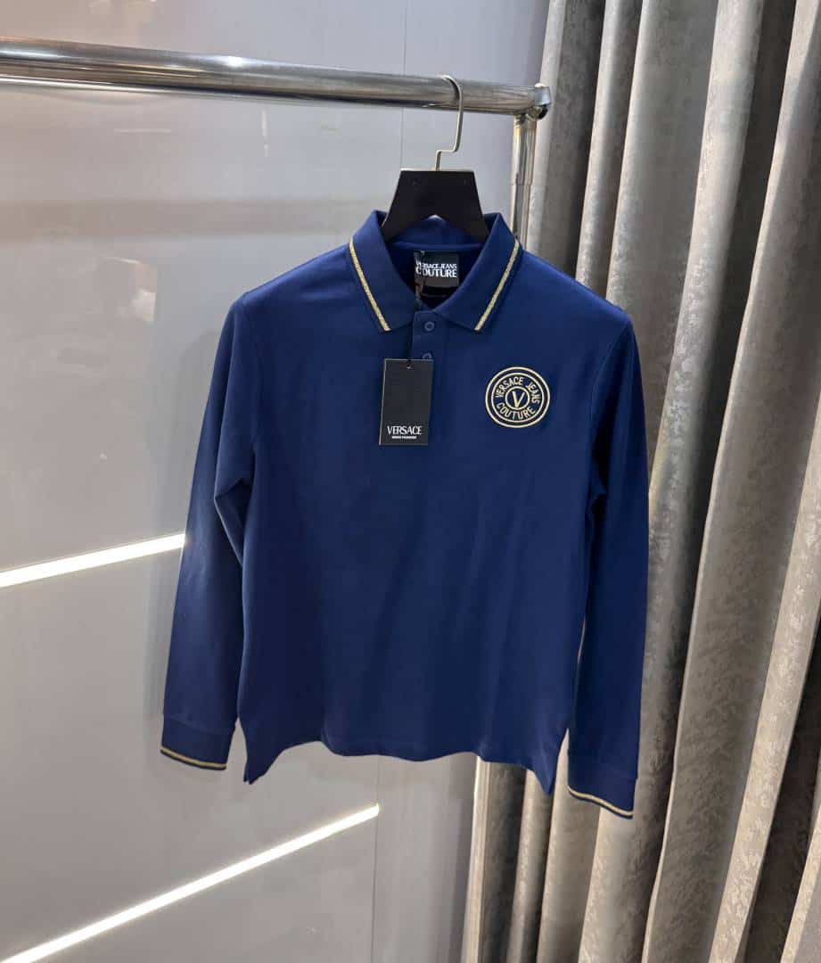 Versac e  Couture Petrol Blue Logo Work Imported Polo T-Shirt Secondary image