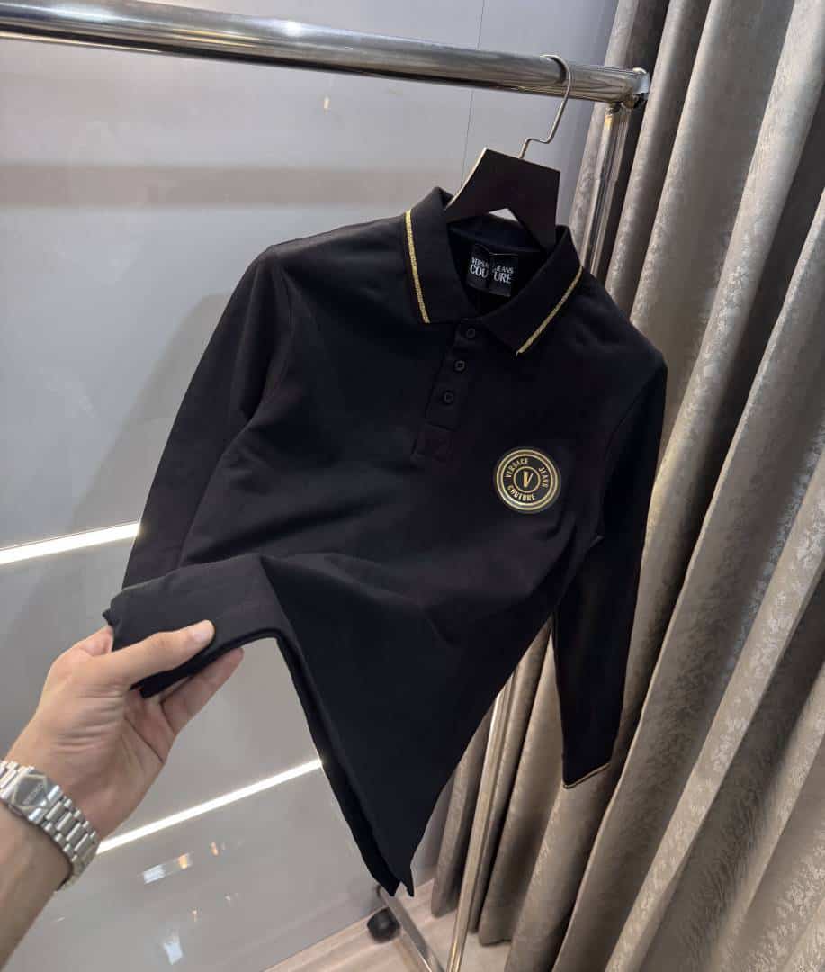 Versace Couture Black Logo Work Imported Polo T-Shirt Main image