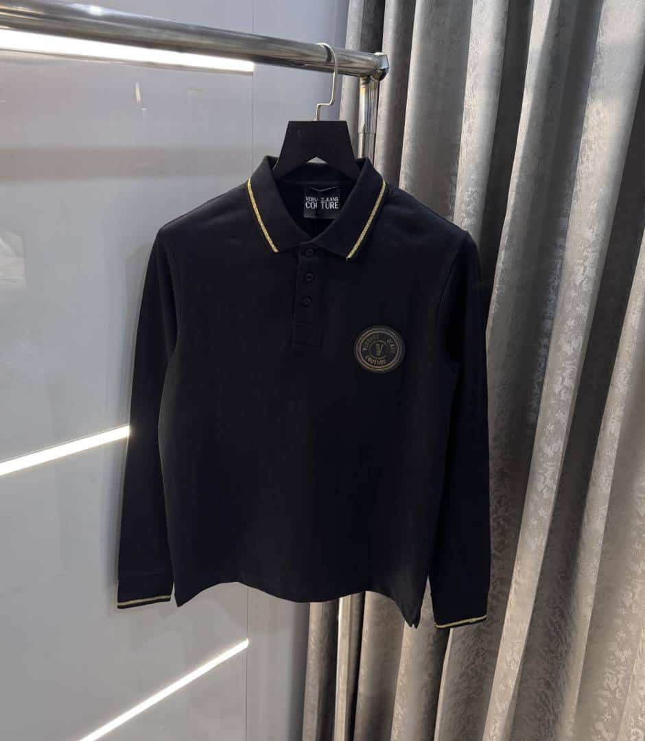 Versace Couture Black Logo Work Imported Polo T-Shirt Secondary image