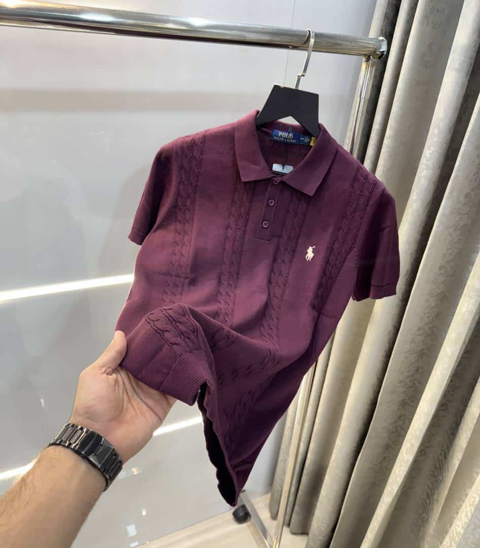 Ralp h lauren Wine Premium Knitted Polo T-Shirt Main image