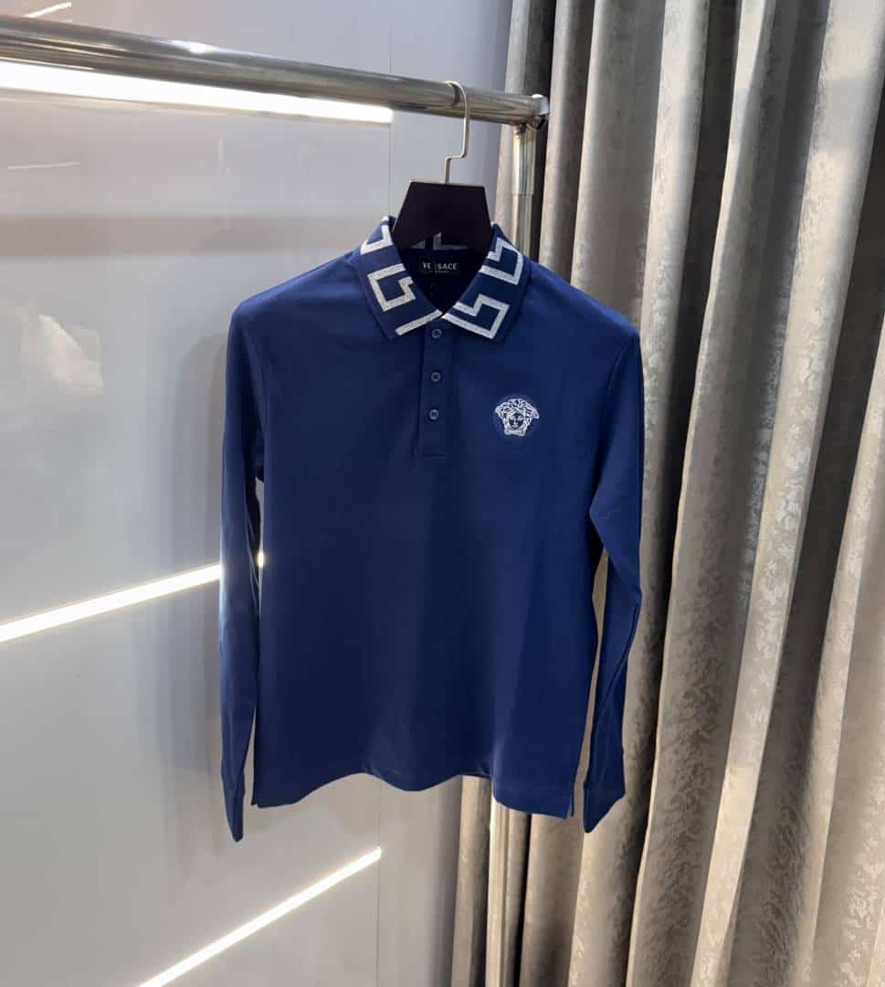 Versac e Couture Petrol Blue Collar Look Imported Polo T-Shirt