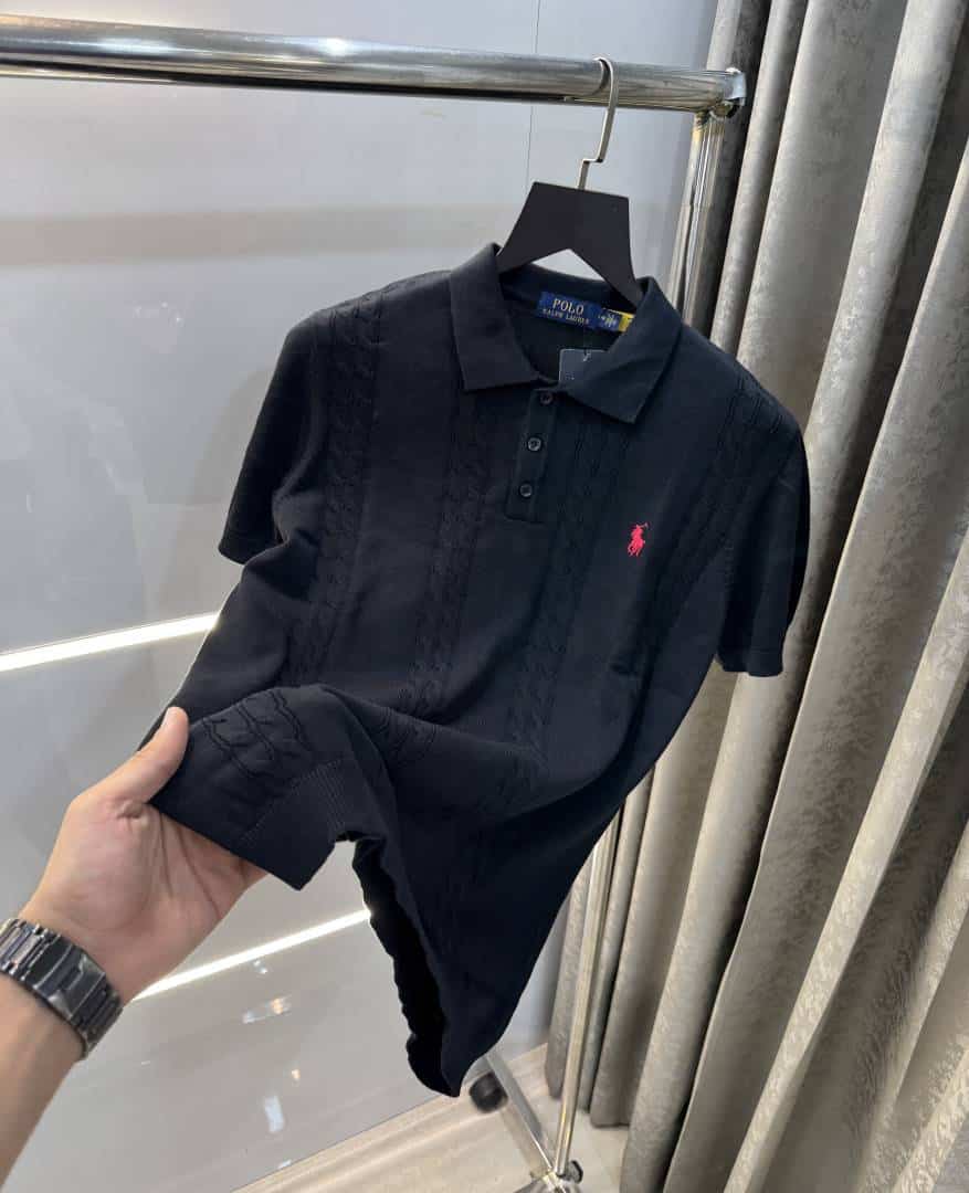 Ralp h lauren Black Premium Knitted Polo T-Shirt Main image