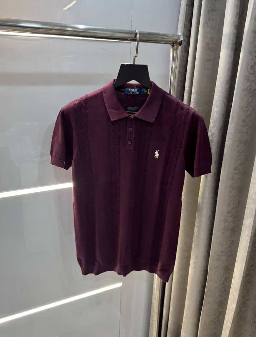 Ralp h lauren Wine Premium Knitted Polo T-Shirt Secondary image