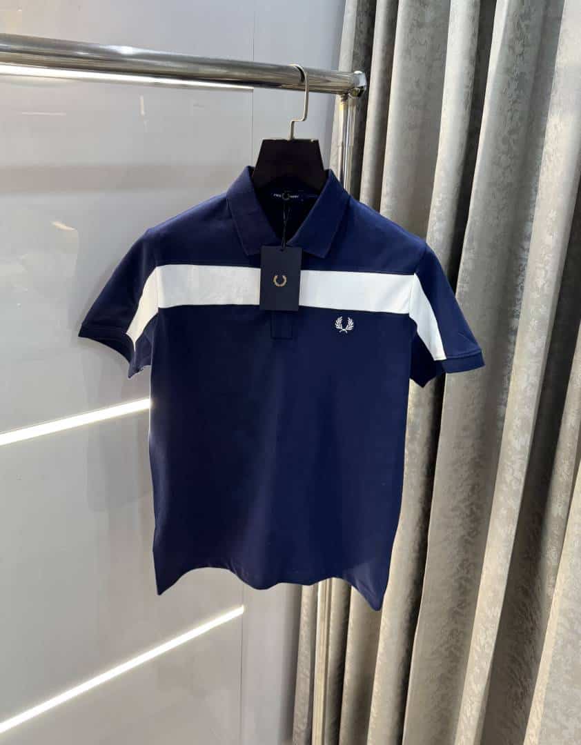 Fredperry Navy Blue Embroidery Logo Premium Polo T-Shirt
