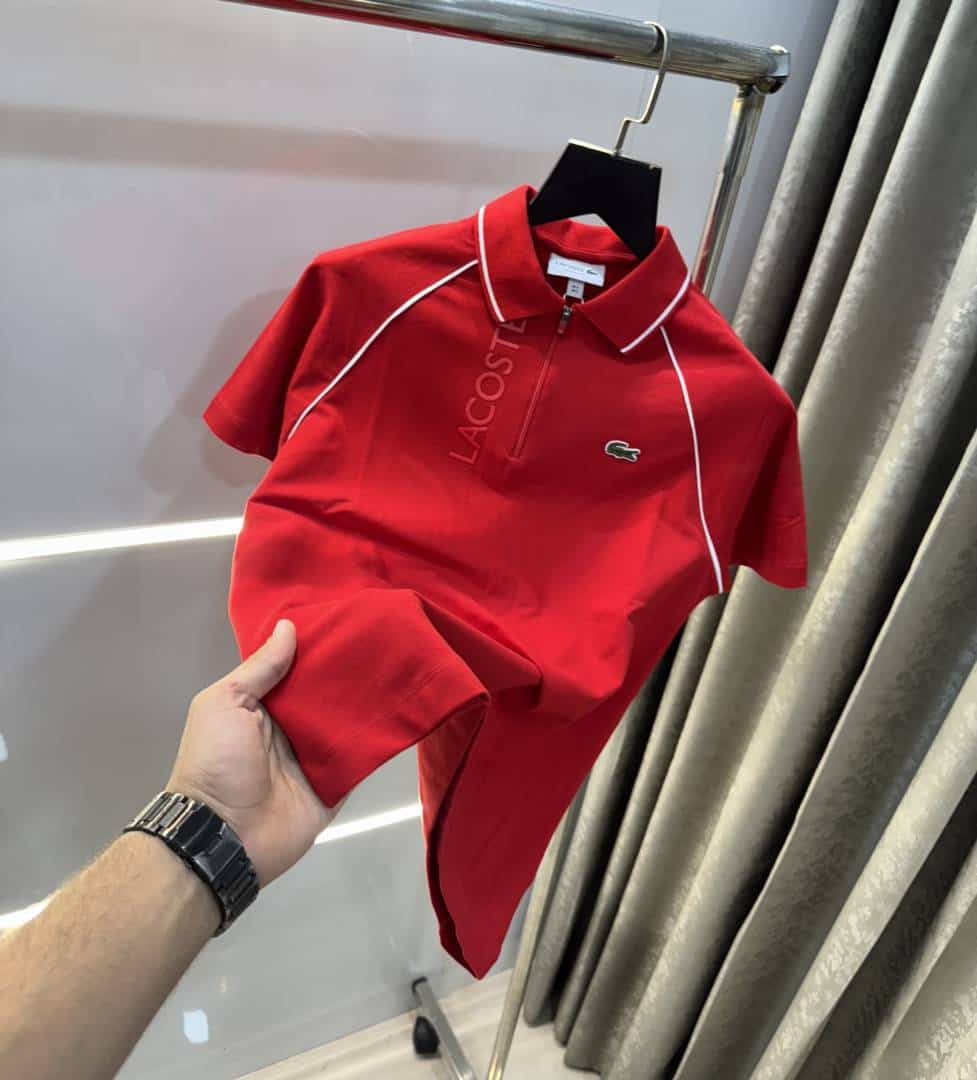 Lacost e Red Embroidery Logo Premium Polo T-Shirt