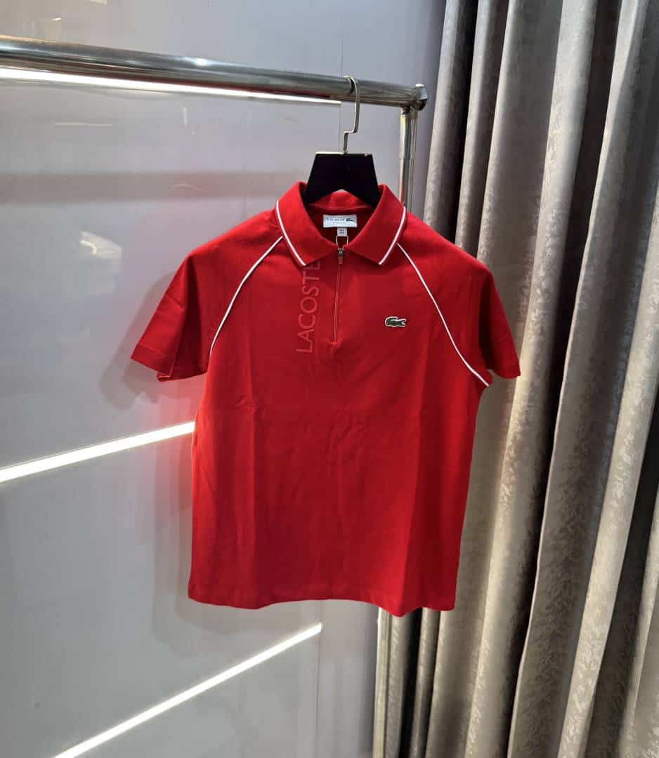 Lacost e Red Embroidery Logo Premium Polo T-Shirt