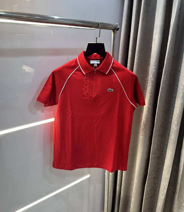 Lacost e Red Embroidery Logo Premium Polo T-Shirt