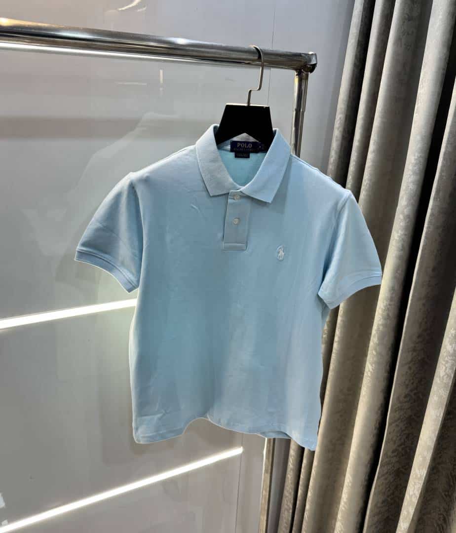 Ralph Laure Sky Blue Embroidery Logo Classic Polo T-Shirt