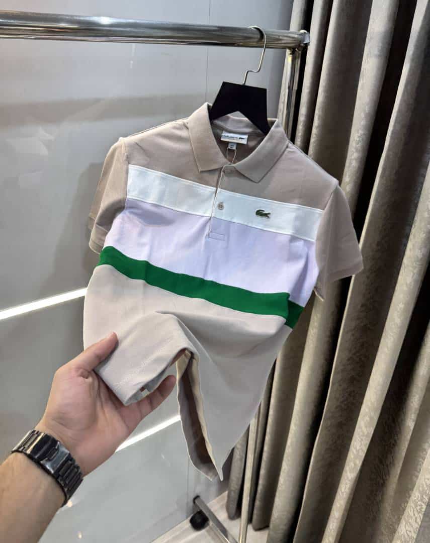 Lacost e Beige Embroidery Logo Premium Polo T-Shirt
