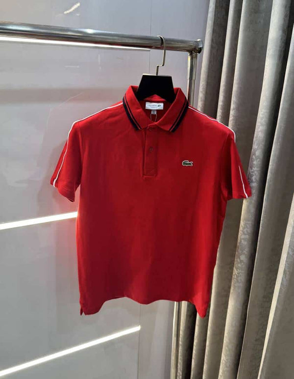 Lacost e Red Embroidery Logo Premium Polo T-Shirt