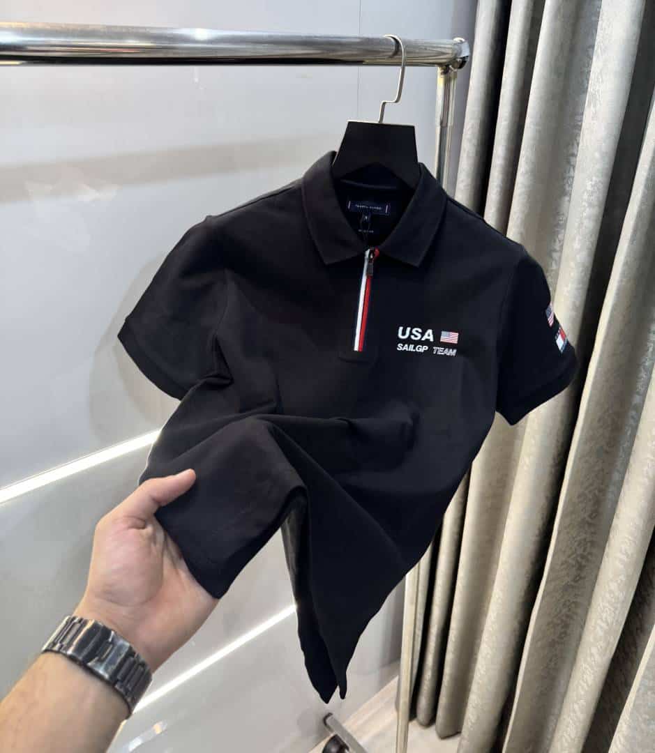 Tomm y Hilfiger Black Logo Print Premium Polo T-Shirt Secondary image