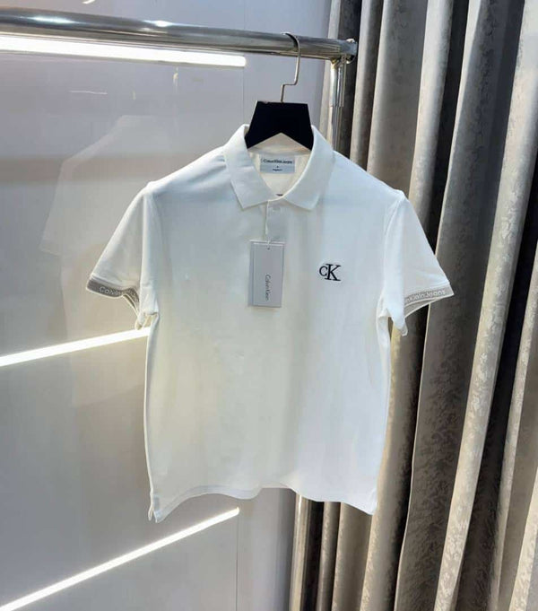 Calvi n Klein White Embroidery Logo Premium Polo T-Shirt