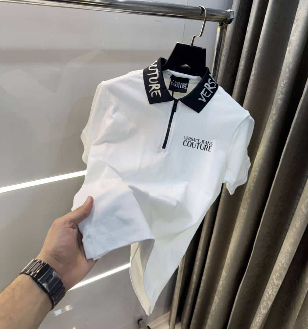 Versace Coutur e White Collar Logo Imported Polo T-Shirt