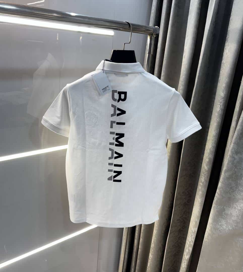 Balmai n Paris White Back Logo Work Imported Polo T-Shirt