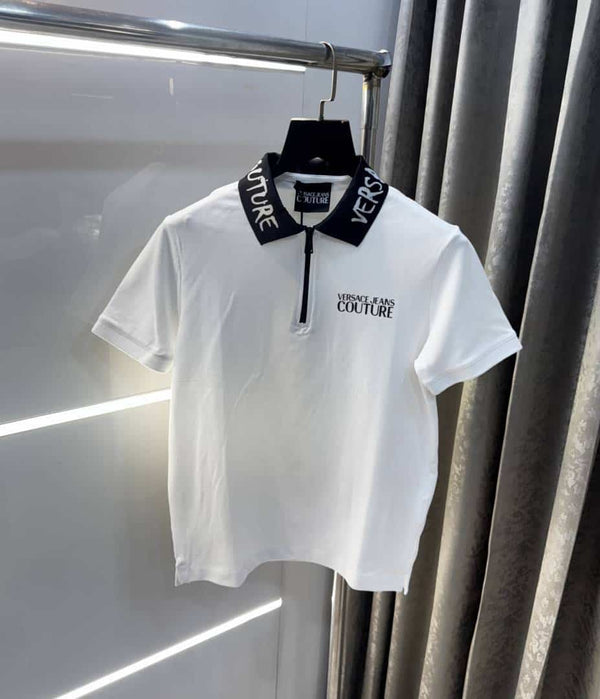 Versace Coutur e White Collar Logo Imported Polo T-Shirt